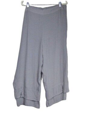 COLDWATER CREEK NWT Wide Leg Pants Coastal Beachy Gauze Tiered Hem Gray Flowy XL